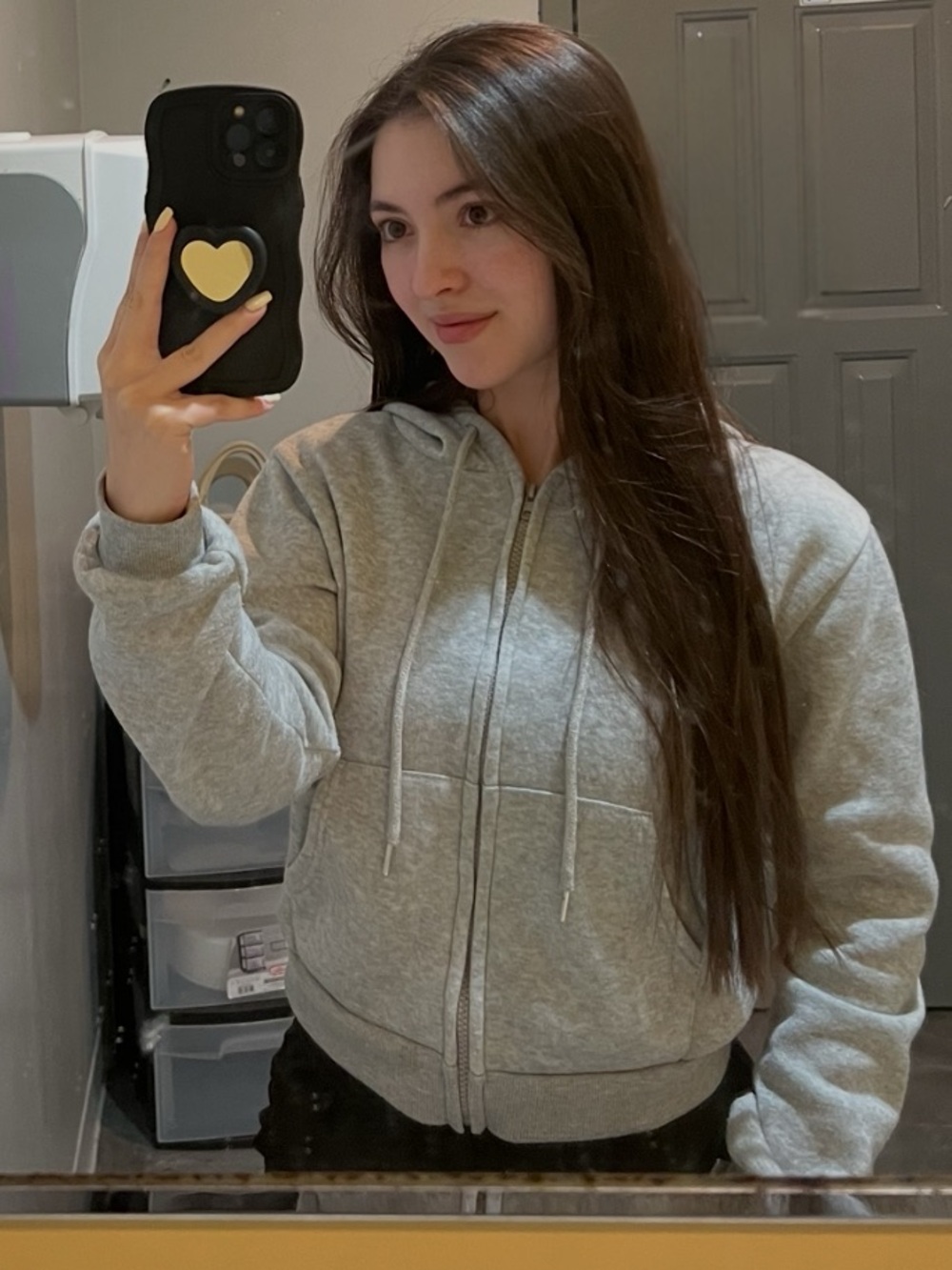 Gray Zip-Up Hoodie for Women